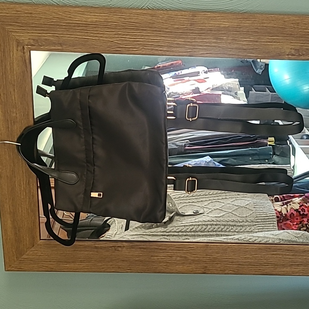 A new day convertible black nylon purse backpack